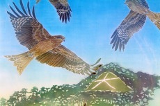 Black Kites by Melinda Heal, katazome artist